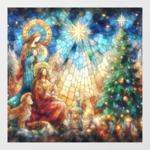 Christmas Watercolor Stained Glass Window Cling