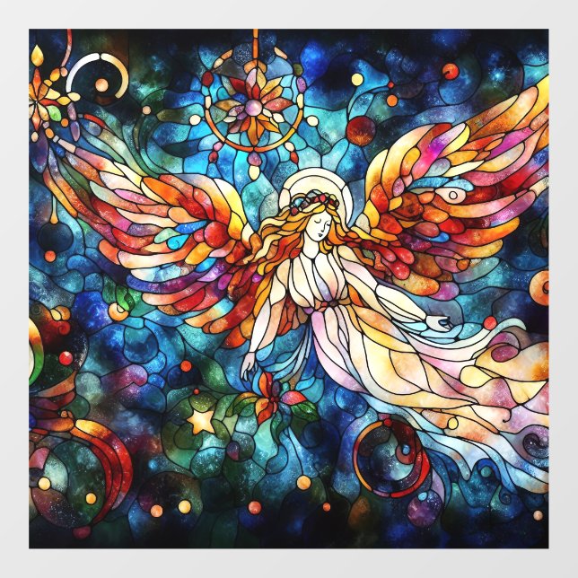 Christmas Watercolor Stained Glass Window Cling (Sheet)