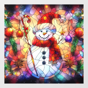 Christmas Watercolor Stained Glass Window Cling