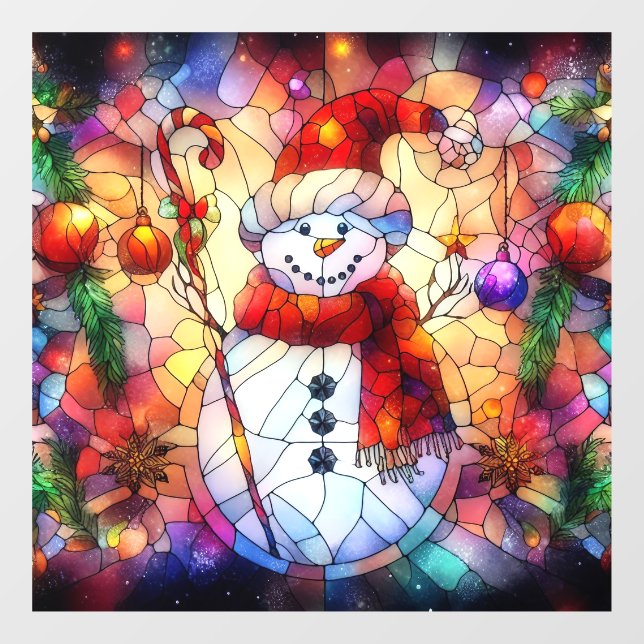 Christmas Watercolor Stained Glass Window Cling (Sheet)