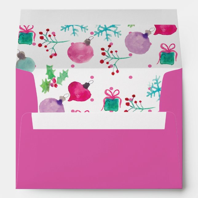 Christmas Watercolor Theme Holiday Envelope (Back (Bottom))