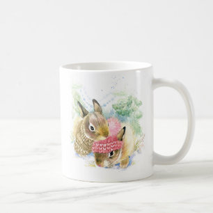 Christmas   Watercolor - Winter Forest Bunnies Coffee Mug