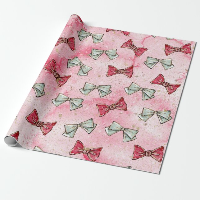 Christmas Watercolor Wrapping Paper (Unrolled)