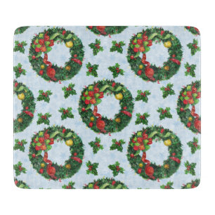 Christmas watercolor Wreath Holiday Cutting Board