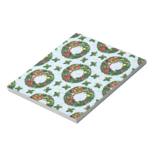 Christmas watercolor Wreath Holiday Notepad