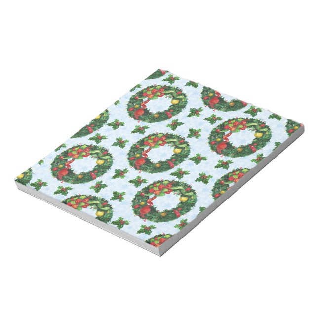 Christmas watercolor Wreath Holiday Notepad (Rotated)