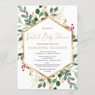 Christmas watercolors Virtual Baby Shower Invitation