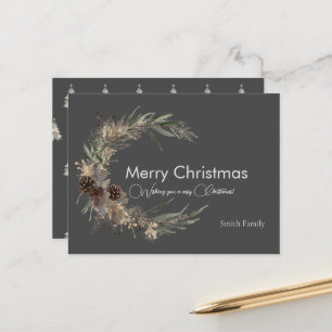 Christmas watercolour black Postcard