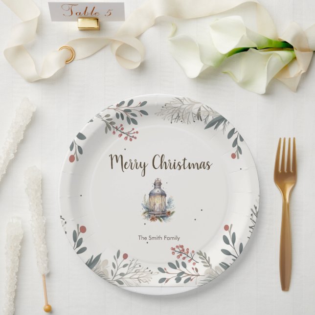 Christmas Watercolour Greetings  Paper Plate (Wedding)