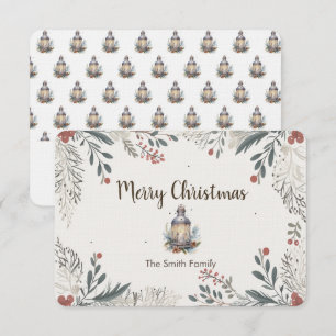 Christmas Watercolour Greetings  Thank You Card