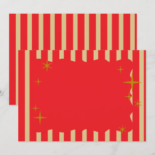 Christmas Wavy Frame Red and Gold Stripes Holiday Card
