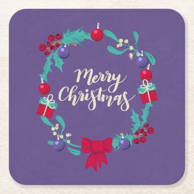 Christmas Wealth Square Paper Coaster (Front)