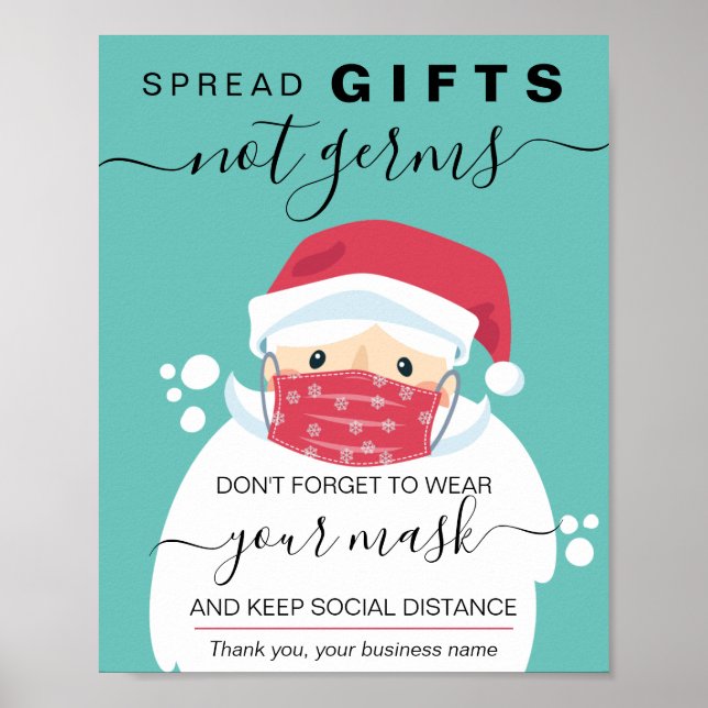 Christmas wear a mask safety sign masked Santa (Front)