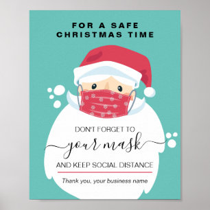 Christmas wear a mask safety sign masked Santa