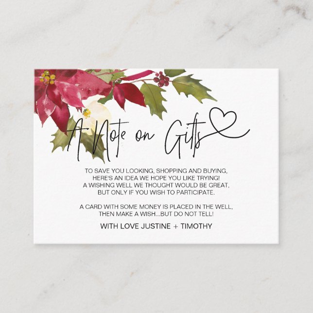 Christmas Wedding A Note on Gifts Wishing Well Enclosure Card (Front)