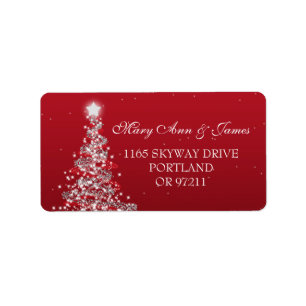 Christmas Wedding Address Red Silver Label