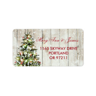 Christmas Wedding Address Tree, Lights & Ribbon Label