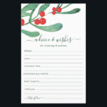 Christmas Wedding Advice and Wishes<br><div class="desc">These simple, modern, handwritten script Advice & Wishes sheets with watercolor holly at the top are wonderful to have bridal shower, rehearsal dinner or wedding guests fill out for the happy couple. They're absolutely perfect for a winter or Christmas wedding. People will love having the prompts - they make it...</div>