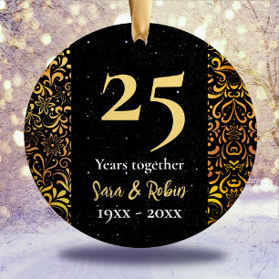Christmas wedding anniversary black floral gold ceramic tree decoration