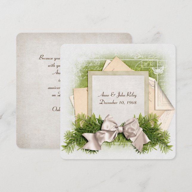 Christmas wedding anniversary dinner party invitation (Front/Back)