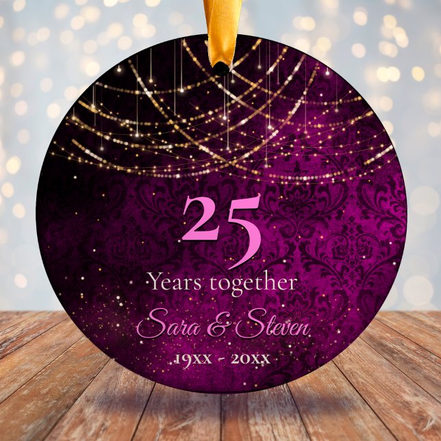 Christmas wedding anniversary purple gold glitter  ceramic tree decoration (Creator Uploaded)