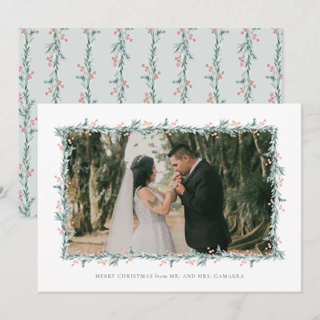 Christmas Wedding Announcement Photo Card (Front/Back)