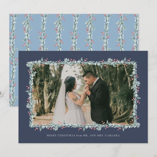 Christmas Wedding Announcement Photo Card (Front/Back)