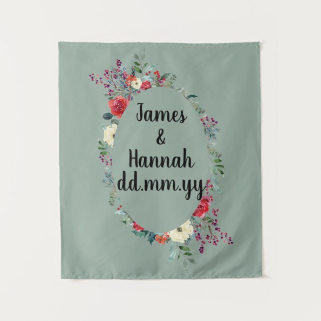 Christmas Wedding Backdrop, December Wedding Decor Tapestry (Front)