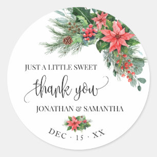 Christmas Wedding Bridal Shower Thank You Classic Round Sticker