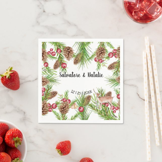 Christmas Wedding Bridal Shower Wedding Reception Napkin (Insitu)