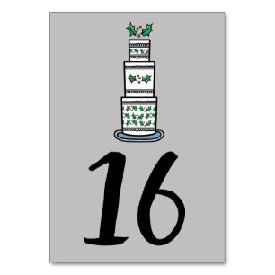 Christmas Wedding Cake Illustration Table Number
