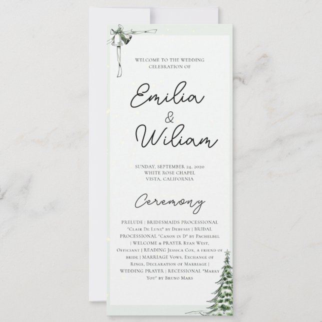 Christmas Wedding Ceremony Program (Front)
