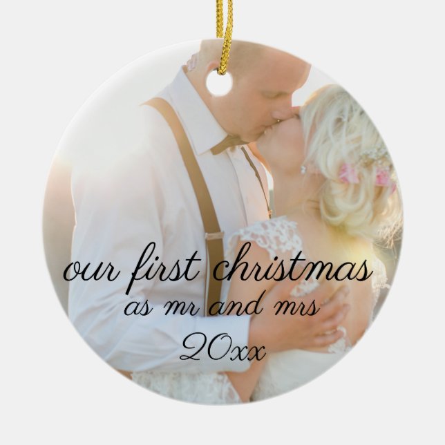 christmas wedding, christmas ornaments, ceramic tree decoration (Front)