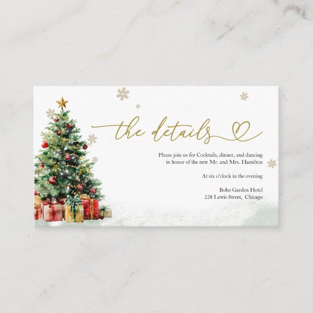 Christmas Wedding Details Enclosure Card (Front)