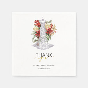 Christmas Wedding Dress Bridal Shower Thank You  Napkin