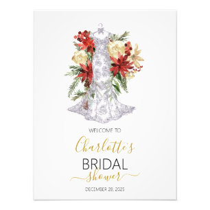 Christmas Wedding Dress Bridal Shower Welcome Sign