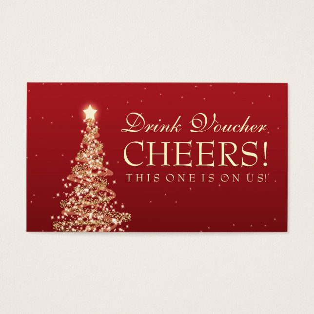 Christmas Wedding Drink Voucher Red Gold (Front)