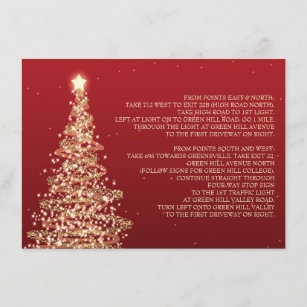 Christmas Wedding Driving Directions Red Gold Invitation