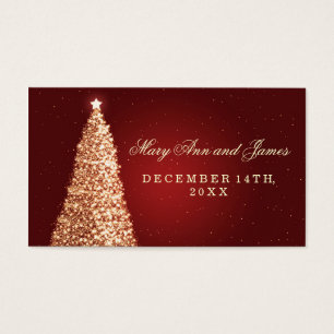 Christmas Wedding Favour Tag Gold Red