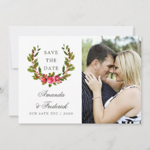 Christmas Wedding Floral Holly Save the Date photo