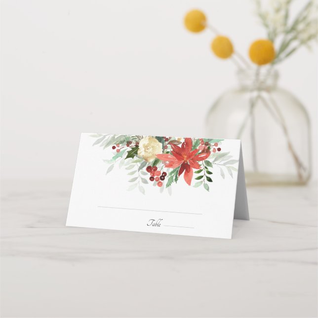 Christmas Wedding Folded Place Card (Front)