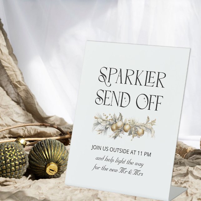 Christmas Wedding Garland Sparkler Send Off Sign (Sparkler Send Off Sign from the Holly Bells Wedding Collection by Darling & May)
