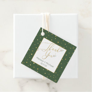 Christmas Wedding Green and Gold Typography Favour Tags