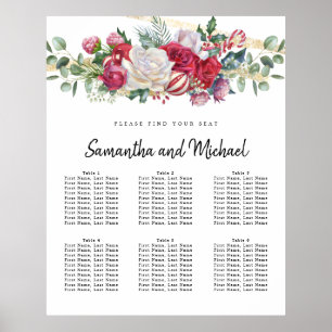 Christmas Wedding Greenery 6-Table Seating Chart