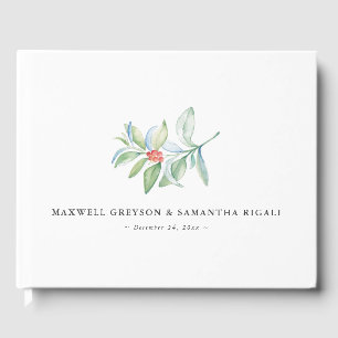 Christmas Wedding Guest Book Watercolor Botanical