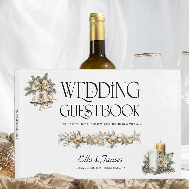 Christmas Wedding Holly Bells and Candles Guest Book (Wedding Guest Book from the Holly Bells Wedding Collection by Darling and May)