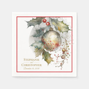Christmas Wedding Holly Ornament  Napkin