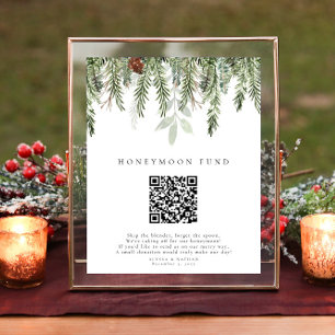 Christmas Wedding Honeymoon Fun QR code Sign