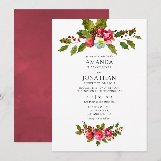 Christmas Wedding Invitation (Front/Back)