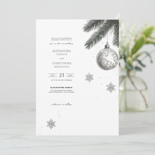 Christmas Wedding Invitation (Standing Front)